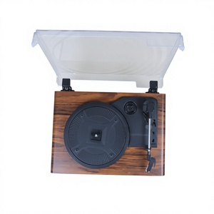 Tourne-disque en bois avec haut-parleurs stéréo Bluetooth intégrés, 3 vitesses, couvercle anti-poussière transparent, vente en gros d'usine - Product Image 6