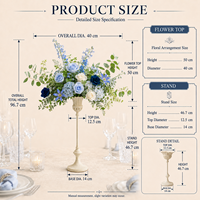 Composition florale artificielle faite main de luxe moderne pour table, boule d'hortensia et de roses, centre de table de haute qualité pour décoration de mariage et de fête