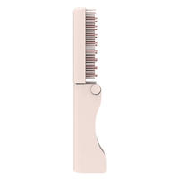 Peigne à cheveux denté en Silicone rose portable pour filles réglable à trois niveaux de chauffage LED batterie USB électrique pour usage domestique