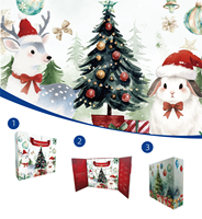 Boîte cadeau de Noël en gros personnalisée avec calendrier de compte à rebours de 24 jours, motif animal, étui rigide, laminé mat, huile essentielle