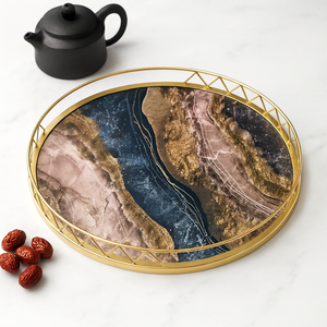 Plateau à motif <span class=keywords><strong>de</strong></span> marbre durable pour usage domestique Assiette <span class=keywords><strong>de</strong></span> fruits secs pour collations simples Petite <span class=keywords><strong>table</strong></span> à thé sèche <span class=keywords><strong>Table</strong></span> basse <span class=keywords><strong>de</strong></span> rangement <span class=keywords><strong>de</strong></span> bureau - Product Image 5