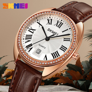 Skmei Women's Quartz Watch Round Analog Leather Strap With Calendar Feature Rose Gold Case - Product Image 2