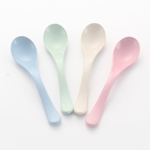 Eco-friendly Reusable Wheat Straw Soup Spoon Thickened Unbreakable Shiny Kids Dinner Spoon for Home School Kitchen Porridge - Product Image 1
