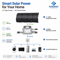 Panneau solaire flexible ETFE 800W, système micro-onduleur, surveillance par application Wifi, Plug&Play, kit solaire pour balcon connecté au réseau