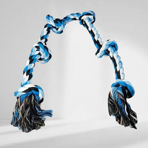 Jouets en corde pour chien, jouet à mâcher en corde de coton rayée bleu paon, pour chiens de taille moyenne et grande, utilisation en intérieur A08012-BW - Product Image 1