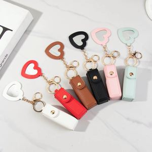 Supplier Heart Shaped Lipstick Holder Keychain With Mirror Sweet Novelty Gift for Valentine's Day, Birthday, Bridesmaid Souvenir - Product Image 1