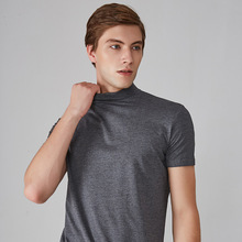 T-<span class=keywords><strong>shirt</strong></span> d'été pour <span class=keywords><strong>homme</strong></span> à coupe classique, manches courtes, respirant, décontracté, uni, en Spandex/Coton, sérigraphié, col montant, <span class=keywords><strong>sous</strong></span>-vêtement - Product Image 3