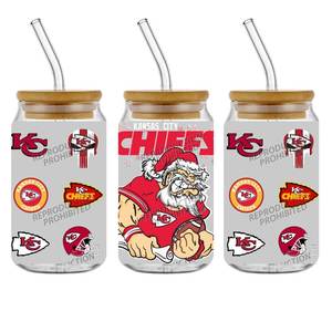 Giáng sinh Santa Claus bóng đá UV dtf cup bọc chuyển bán buôn 16oz UV dtf bọc trong suốt UV dtf Vinyl cup kết thúc tốt đẹp Sticker - Product Image 3