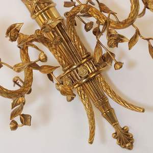 Jewellerytop Barock-Stil Messing Blatt-Wandleuchte Innendekoration Wandlampe mit Stofflampenschirm - Product Image 4