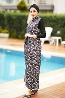 17 styles, 3 pièces, maillot de bain musulman extensible à rayures imprimées, taille ajustable, burkini et tenue de plage personnalisable