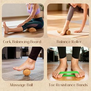 CZFIT Thick Granule <b>Massage</b> Yoga Roller Set with Yoga <b>Ball</b> and Small Cork Roller for Women 30cm Length - Product Image 5