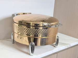 Plats à chafing en acier inoxydable martelé or rose de 6 litres pour la restauration, plats de service pour les fêtes et les grands événements - Product Image 2