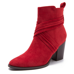 Bottines pour femmes en daim à bout carré, talon épais, fermeture éclair arrière, tendance automne - Product Image 4