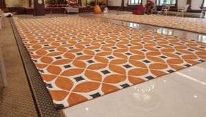 Modern Geometric Pattern Area <b>Rug</b> Rectangle Orange White <b>Black</b> Non Slip Rubber 100%wool hand tufted carpet - Product Image 3