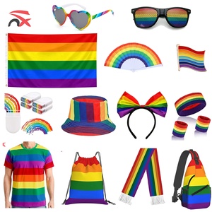 Rainbow Flag Series Promotional Gift Set Sunglasses Bag Headband Wristband Fan Face Painting for Activity