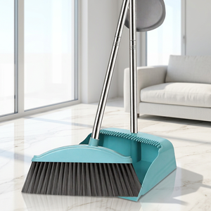 Ensemble balai et pelle bleus, brosse à poils doux pour balayer le sol avec pelle, outil de nettoyage intérieur/extérieur - Product Image 5