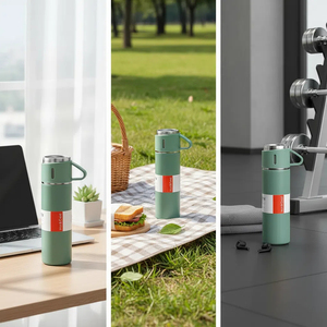 Trọng lượng nhẹ thiết kế di động bpa-miễn phí vật liệu thép không gỉ đôi tường 500ml chân không <span class=keywords><strong>Flask</strong></span> cup Set - Product Image 6