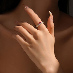 FUAMAY moda s925 anillo Irregular de plata mujer chapado en oro Anillos Plata 925 Plata <span class=keywords><strong>Estelar</strong></span> Rubi Pave anillo de serpiente - Product Image 6