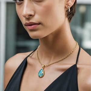 Pendentif Goutte d'Eau en Pierre Naturelle Impériale, Monture en Alliage de Zinc, Collier Unisexe Tendance, Idée Cadeau - Product Image 3