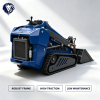 Loader Skid Steer Kompak Efisiensi Tinggi Lengkap Dengan Bucket, Ditcher, dan Rotary Tiller