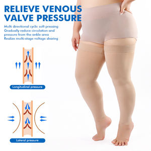 Bas de contention grande taille 20-30 mmHg à compression graduée, manchons cuisse-haut avec bande antidérapante, réduit l'enflure pour les varices - Product Image 3