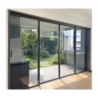 Puerta Corredera de Aleación de Aluminio con Rotura de Puente Térmico, Doble Acristalamiento, Vidrio Templado, Certificación CE, Diseño Moderno para Uso Residencial y Hotelero