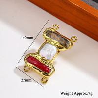 Connecteur en forme de nœud papillon en jaspe rouge et perle de cristal, plaqué or, à 4 boucles, pour la fabrication de bijoux DIY