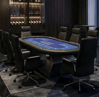 Table de poker ovale personnalisée Texas à vendre, position du croupier incluse, feutre bleu pour salle de jeux, club, hôtel