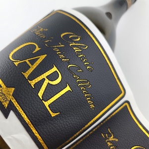Etiqueta Autoadhesiva para Botellas de Vino Blanco con Textura de Lámina Dorada, Etiqueta de Cuero para Botellas de Whisky y Vodka - Product Image 5
