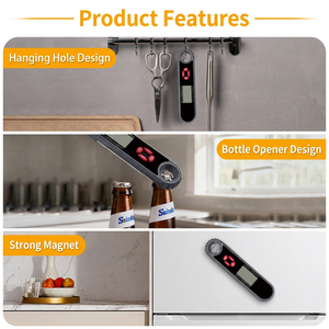 Thermomètre alimentaire numérique étanche avec sonde en acier inoxydable, corps en ABS, écran LCD pour cuisine, barbecue et cuisson - Product Image 3