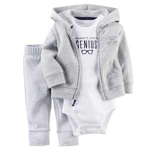 Vêtements pour enfants en gros : Ensemble 3 pièces en coton à capuche et manches longues pour garçons et filles (veste, barboteuse, pantalon) – Tenues pour bébés - Product Image 2