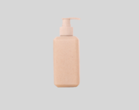 Bouteille de savon liquide carrée écologique et biodégradable en paille de blé de 300 ml avec pompe à lotion et estampage doré