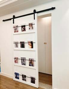 Multi Functional Customized Barm Door Sliding Door with Overhead Rail Customized Interior Wooden Doors with <b>Mirror</b> or Book Shelf - Product Image 2