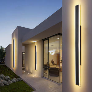 현대 야외 외부 선형 스트립 벽 램프 정원 sconce 긴 <span class=keywords><strong>Led</strong></span> 벽 빛 3500k 따뜻한 흰색 알루미늄 220V 80 120