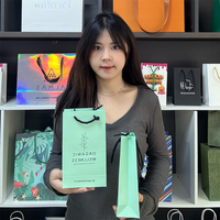 Individuell Bedruckte Mintgrüne Papier-Geschenktasche mit Dickem Baumwollseilgriff Luxuriöse Papiertüte für Kosmetik Wellness Hautpflege Verpackung