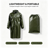 Poncho de pluie réfléchissant en tissu Oxford robuste pour hommes adultes, style coupe-vent une pièce, imperméable de sécurité pour le travail en extérieur