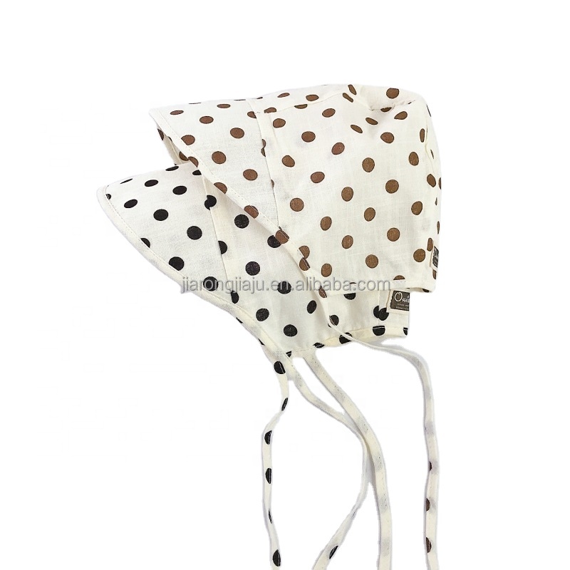 Индивидуальная льняная хлопковая Смешанная винтажная стильная шапка для новорожденных шляпа с принтом в горошек