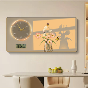 Peinture murale moderne en cristal et porcelaine avec horloge pour la décoration de <span class=keywords><strong>restaurant</strong></span>, horloge murale de luxe encadrée en PVC - Product Image 3