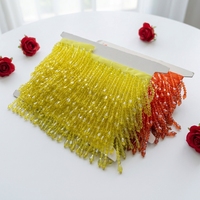Vente en gros de dentelle à paillettes en cristal de verre AB de 5,5 cm, bordure de dentelle à paillettes colorées, chaîne de perles de pierre irisée, bordure de franges, bordure de glands