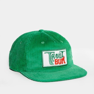 Gorras Personalizadas con Parche Bordado Verde sin Estructura, Gorras de 5 Paneles de Pana con Cierre a Presión - Product Image 4