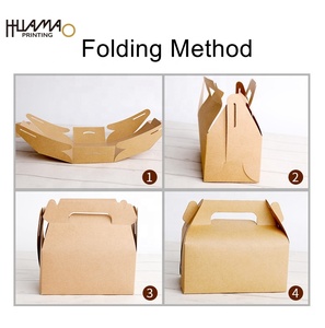 Portable Handle Kraft Paper Takeout <b>Box</b> Custom Printed Foldable Food Packaging <b>Box</b> For Cake Cookie <b>Dessert</b> Snack Gift Packaging - Product Image 3