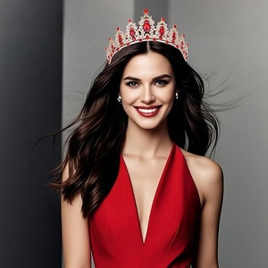 Corona in Lega Placcata Argento con Zirconi, Accessorio per Capelli da Sposa, Corona da <span class=keywords><strong>Regina</strong></span>, Decorazione per Bouquet e Torte - Product Image 1