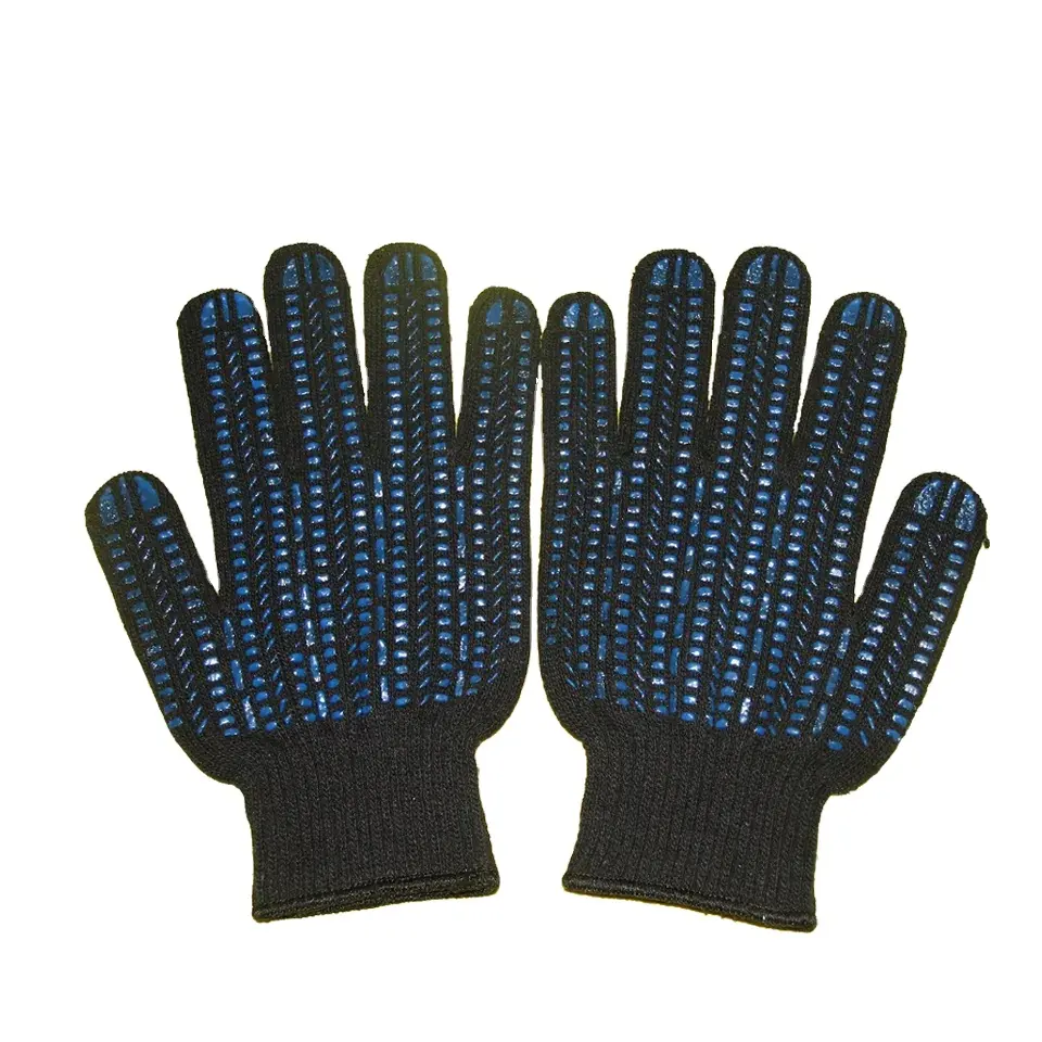 Gant à pois en PVC de haute qualité Gants de protection en coton de sécurité pour travaux de construction antidérapants