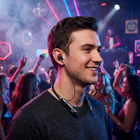 Écouteurs sans fil Bluetooth haut de gamme à double son stéréo, à porter autour du cou, casque DJ intelligent pour soirées et danse en groupe