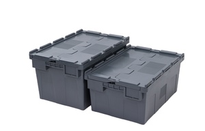 Depo depolama ve taşıma için ekli kapaklı istiflenebilir plastik ciro sandığı - Product Image 2