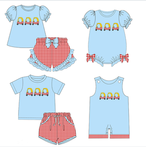 Pre-orden al por mayor: Conjuntos cortos <span class=keywords><strong>de</strong></span> verano para bebé (niño/niña) con apliques <span class=keywords><strong>de</strong></span> sandía a rayas, ropa <span class=keywords><strong>de</strong></span> boutique para niños. - Product Image 5