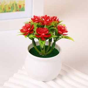 Plantes artificielles en pot, combinaison de petites fleurs et de plantes vertes, 10x14 cm, décorations de mariage en PVC - Product Image 2