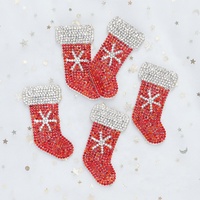 Offre Spéciale à la mode perlé cristal strass patchs bricolage bâton sur adhésif clair strass noël Patch père noël et chaussettes patchs