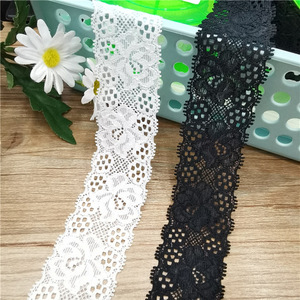 Stock di fabbrica bianco nero 3.5 cm tessuto di pizzo elastico ricamato ciglia materiali per accessori per capelli - Product Image 1
