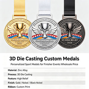 Médailles personnalisées en métal moulé sous pression 3D, médailles de récompense en métal à relief élevé, médailles sportives personnalisées pour événements de fin de course, prix de gros - Product Image 6